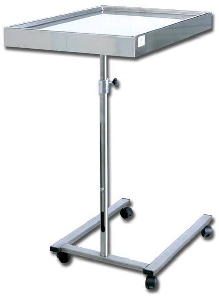 TAVOLO DI MAYO VASSOIO in acciaio inox - 70x45xh.90-115cm - base 4 ruote forma a U