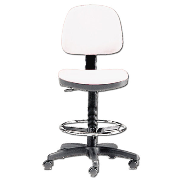 SGABELLO GIREVOLE VERCELLI CON SEDILE E SCHIENALE in finta pelle + poggiapiedi - altezza regolabile 60-86cm - vari colori