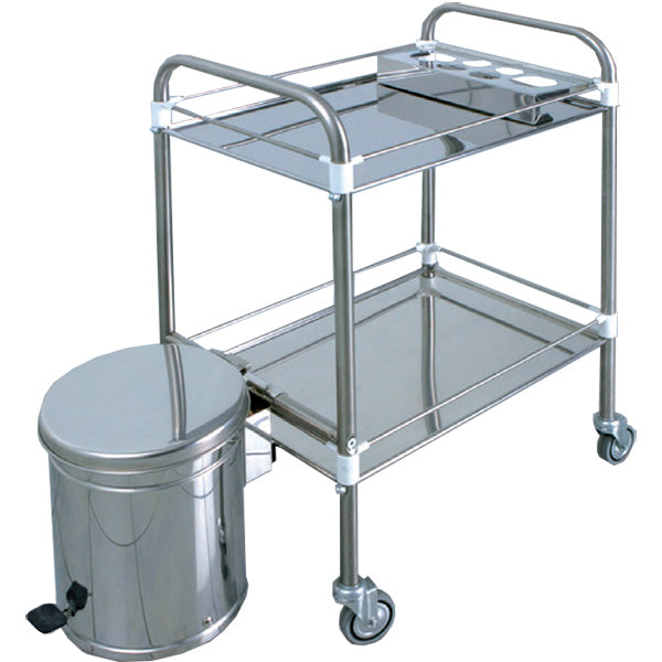 CARRELLO OSPEDALIERO PER MEDICAZIONE LANCART in acciaio inox - 2 ripiani - 60x40xh.80cm - portata 60kg