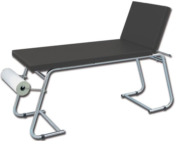 LETTINO VISITA MEDICA REGOLABILE in acciaio cromato - 180x61xh.75cm - portata 100kg - nero