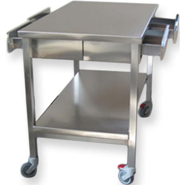 TAVOLO CHIRURGICO 4 CASSETTI in acciaio inox - con ruote - 120x70xh.95cm
