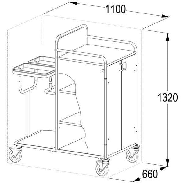 CARRELLO BIANCHERIA in legno laminato - 110x66xh.132cm