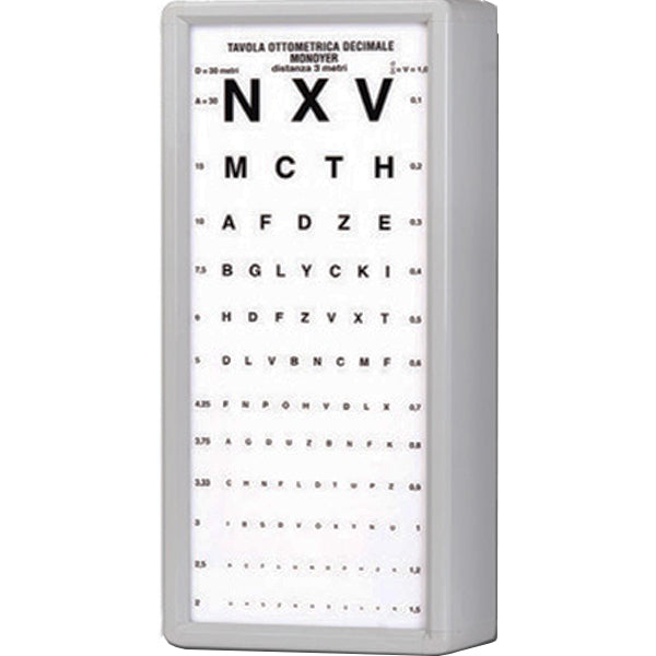OTTOTIPO / TAVOLA OPTOMETRICA VISITA PATENTE MONOYER - distanza di lavoro 3m - non luminoso