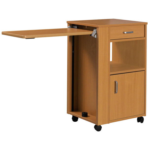 COMODINO IN LEGNO CON VASSOIO ESTRAIBILE - su ruote - 50x33xh.85cm