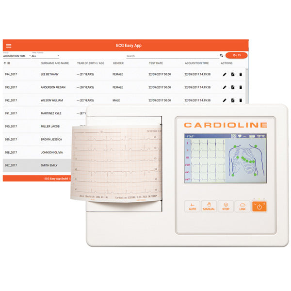 ELETTROCARDIOGRAFO / ECG CARDIOLINE 100L GLASGOW - intepretativo - 12 derivazioni - 3/6 canali - display touch