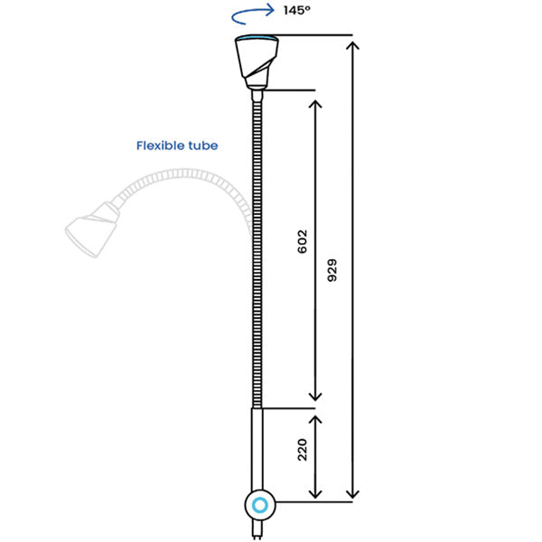 LAMPADA DA VISITA ALOGENA DICROICA SIMPLEX - 30.000 lux - potenza 35W - da tavolo con morsetto