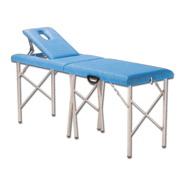 LETTINO PIEGHEVOLE PORTATILE REGOLABILE A VALIGIA CON FORO - peso 12kg - portata 110kg - blu