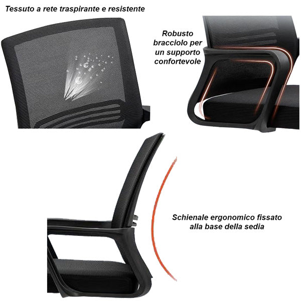 SEDIA AMBULATORIO VISITATORE CANTILEVER SIDNEY - in tessuto con seduta morbida - nera