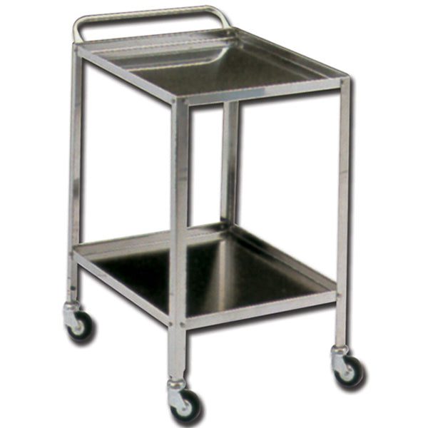 CARRELLO OSPEDALIERO PER MEDICAZIONE PICCOLO in acciaio inox - 2 ripiani - 60x40xh.81cm