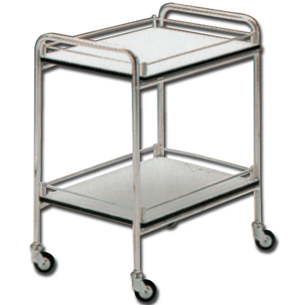 CARRELLO OSPEDALIERO PER MEDICAZIONE MEDIO in alluminio - 2 ripiani - 70x50xh.77cm