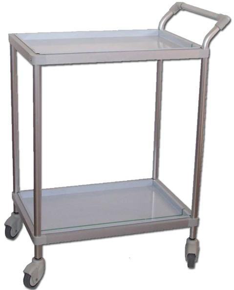 CARRELLO OSPEDALIERO PER MEDICAZIONE DELUXE in lega inox - 2 ripiani - 65x45xh.80cm - portata 40kg