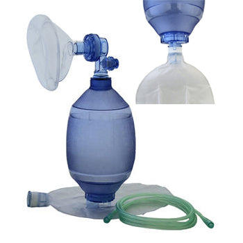 PALLONE DI VENTILAZIONE in PVC + maschera n.4 - reservoir - tubo ossigeno con nuova valvola ALL-IN-ONE - adulto completo