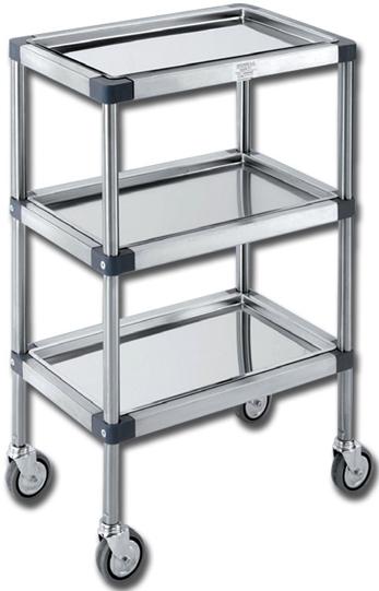 CARRELLO OSPEDALIERO PER MEDICAZIONE TER PLUS in acciaio inox - 3 ripiani - 49x30xh.78cm - portata 10kg