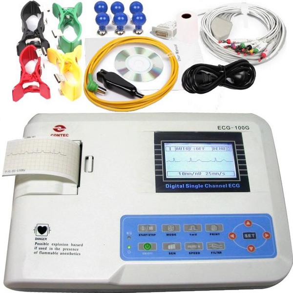 ELETTROCARDIOGRAFO ECG CONTEC 100G - 12 DERIVAZIONI - monocanale - display LCD