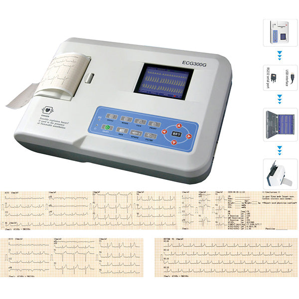 ELETTROCARDIOGRAFO ECG CONTEC 300G - 12 DERIVAZIONI - 3 canali - con display