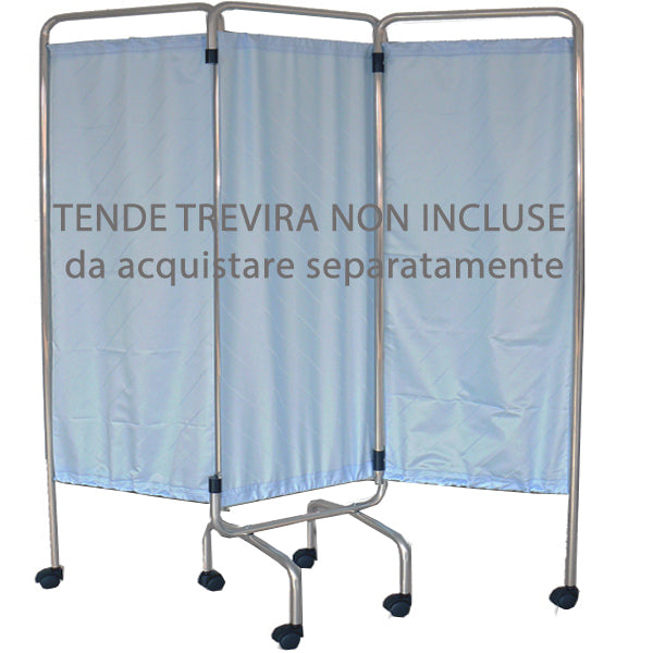 STRUTTURA PARAVENTO IN ALLUMINIO - 3 ANTE - CON RUOTE - 150xh.170cm - tende non incluse