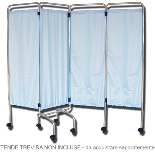 STRUTTURA PARAVENTO IN ALLUMINIO - 4 ANTE - CON RUOTE - 200xh.170cm - tende non incluse