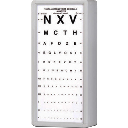OTTOTIPO / TAVOLA OPTOMETRICA VISITA PATENTE MONOYER - distanza di lavoro 3m - non luminoso