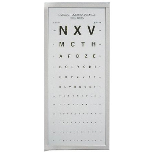 OTTOTIPO / TAVOLA OPTOMETRICA VISITA PATENTE MONOYER - 24xh.62cm - distanza di lavoro 3m - luminoso