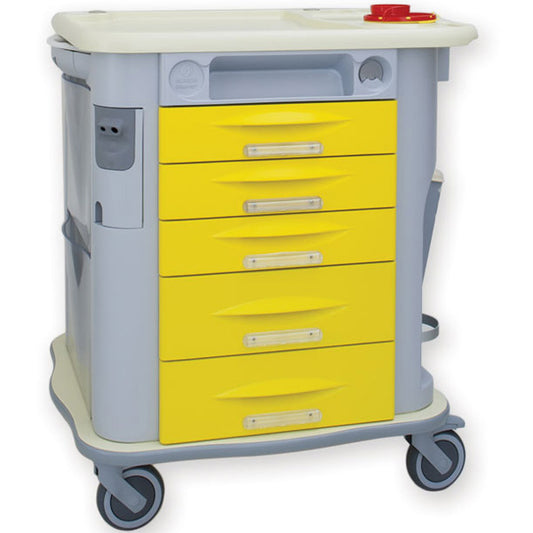 CARRELLO MULTIFUNZIONE AMAGNETICO per EMERGENZA AURION - 5 cassetti - ruote amagnetiche - 77,5x71x.h92cm