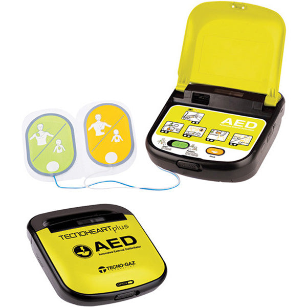 DEFIBRILLATORE DAE SEMIAUTOMATICO TECNO-GAZ TECNOHEART PLUS completo di accessori con borsa - adulto / pediatrico - garan