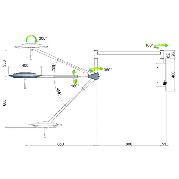 LAMPADA SCIALITICA A LED PENTALED 28 - 120.000 lux - 5000° k -da parete