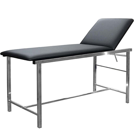 LETTINO VISITA MEDICA REGOLABILE in acciaio inox - 180x55xh.80 - portata 150kg - nero - con portarotolo