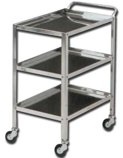 CARRELLO OSPEDALIERO PER MEDICAZIONE in acciaio inox - 3 ripiani - 70x50xh.82cm