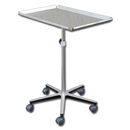 TAVOLO DI MAYO VASSOIO in acciaio inox - 68x46cm - con carrello a 5 rotelle